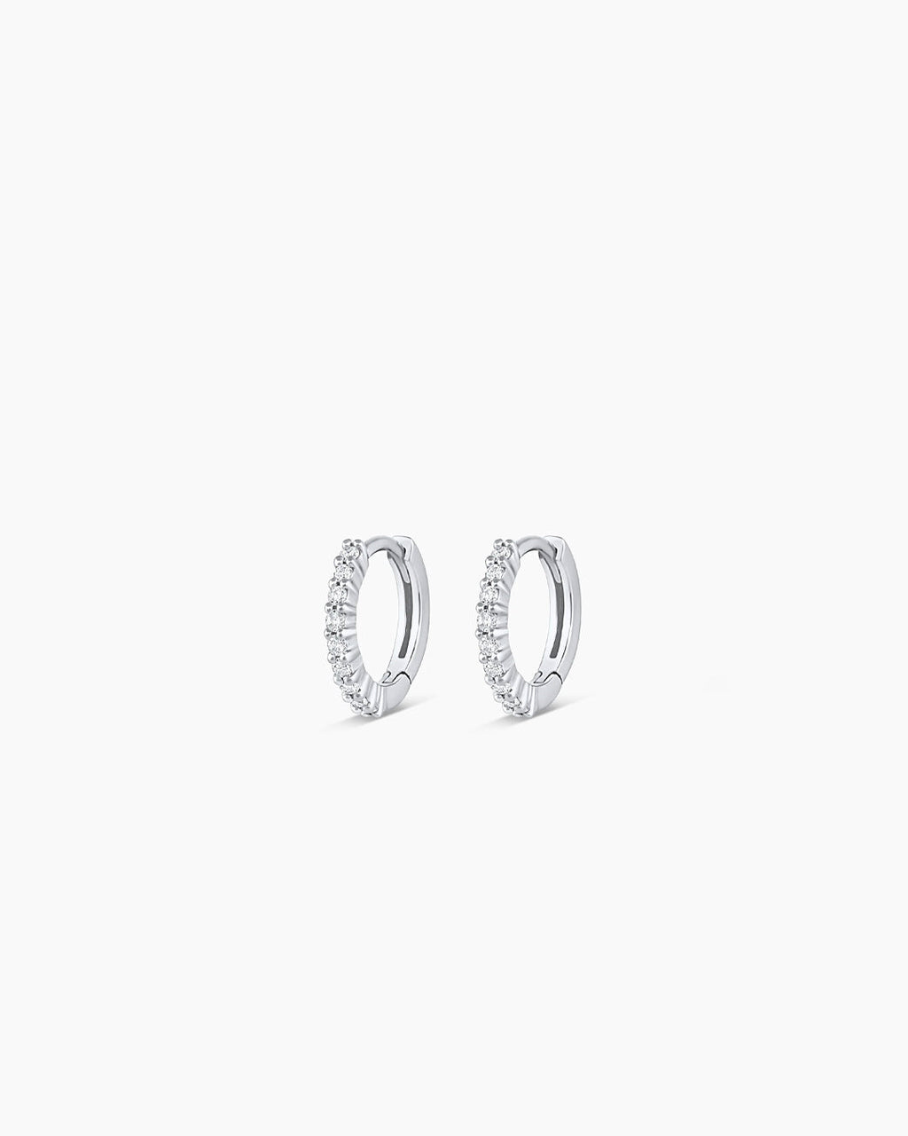 14K White Gold Diamond Pavé Huggies