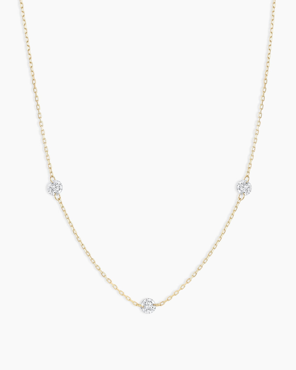 18K Floating Diamond Stationary Trio Necklace