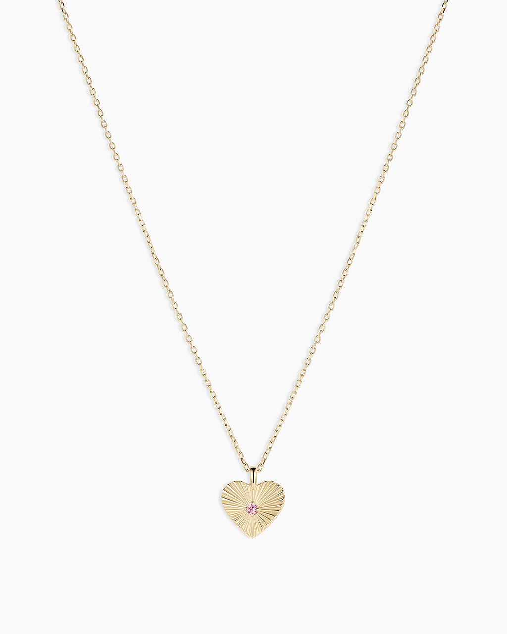 14K Gold Pink Sapphire Vintage Heart Necklace