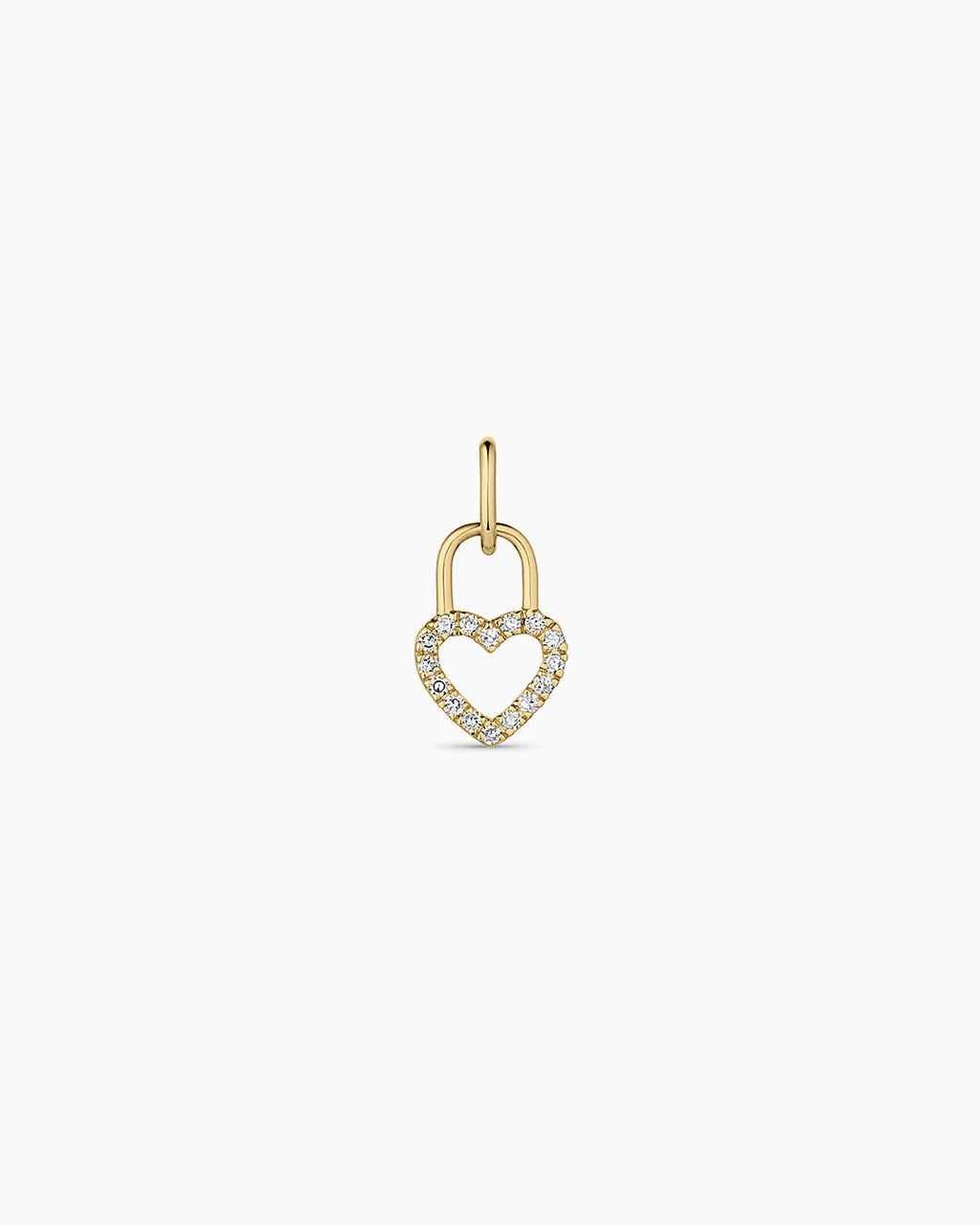 14K Diamond Heart Padlock Charm