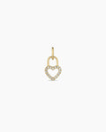 14K Diamond Heart Padlock Charm