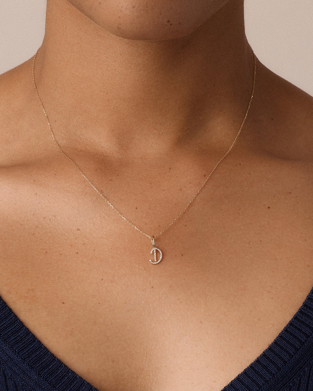 14K Diamond Script Alphabet Charm