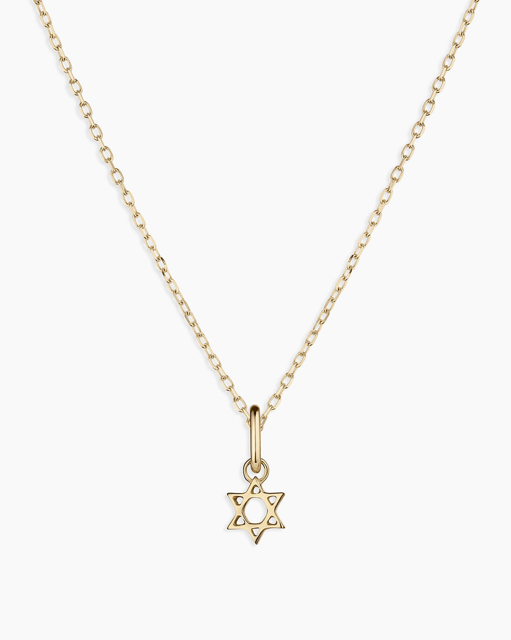 14K Gold Star of David Charm Necklace