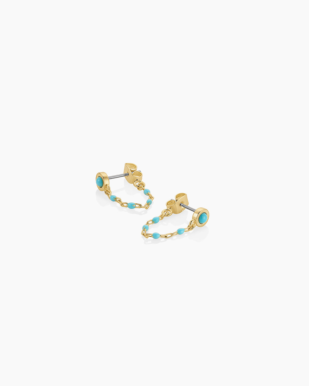 Turquoise Capri Chain Huggies