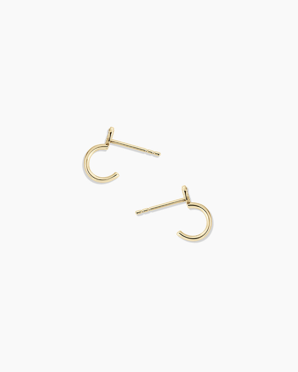 14K Diamond Heart Stud Huggies