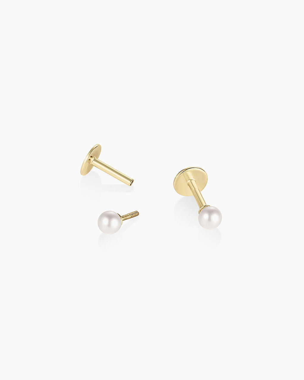14K Gold Pearl Flat Back Studs