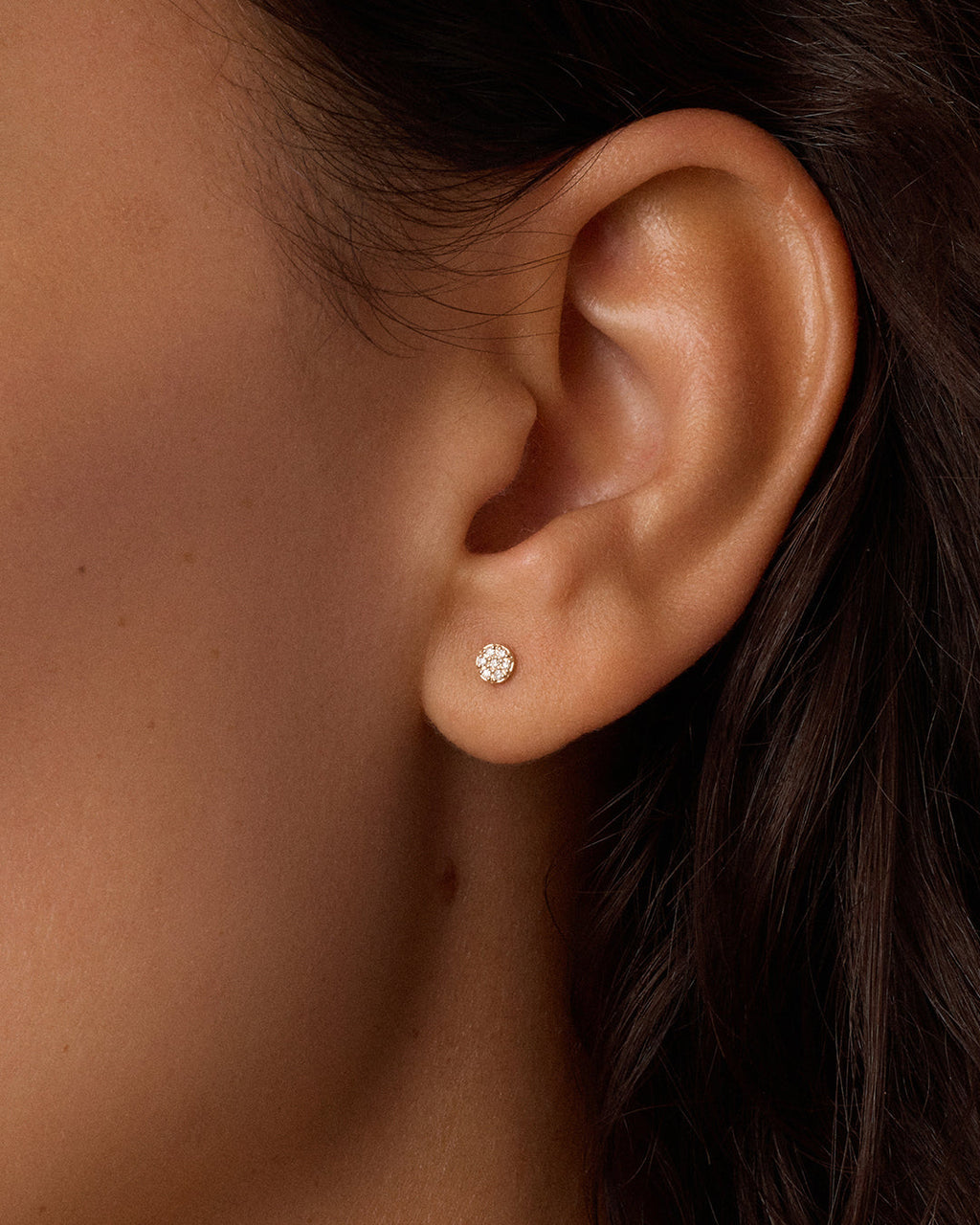 14K Diamond Pavé Flat Back Single Stud