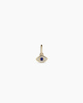 14K Diamond and Blue Sapphire Evil Eye Charm