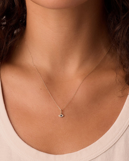 14K Diamond and Blue Sapphire Evil Eye Charm