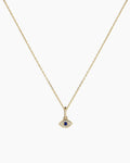 14K Diamond and Blue Sapphire Evil Eye Charm Necklace