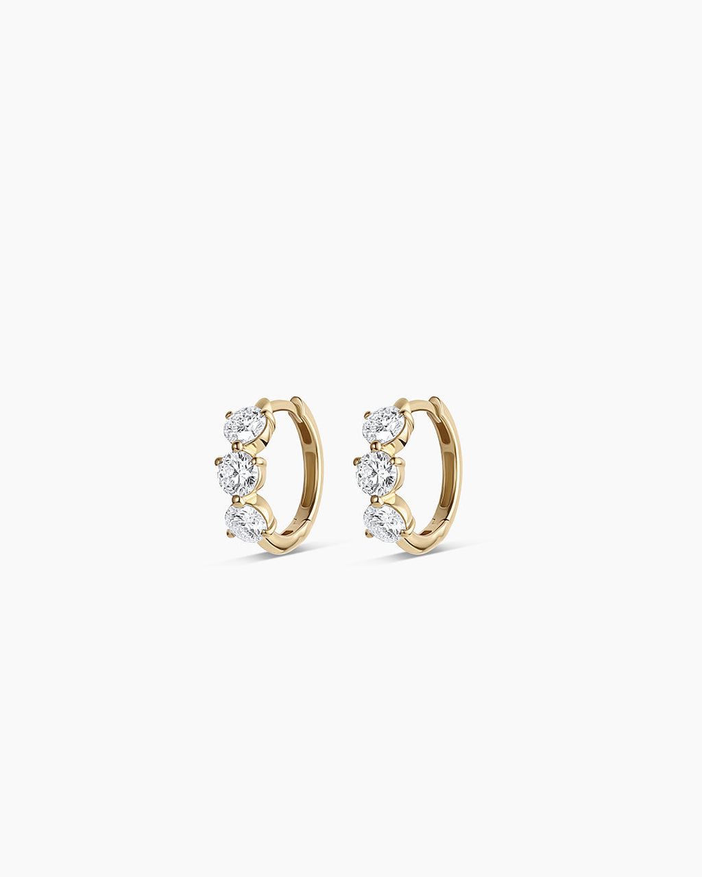 14K Lab Grown Diamond Solitaire Trio Huggies
