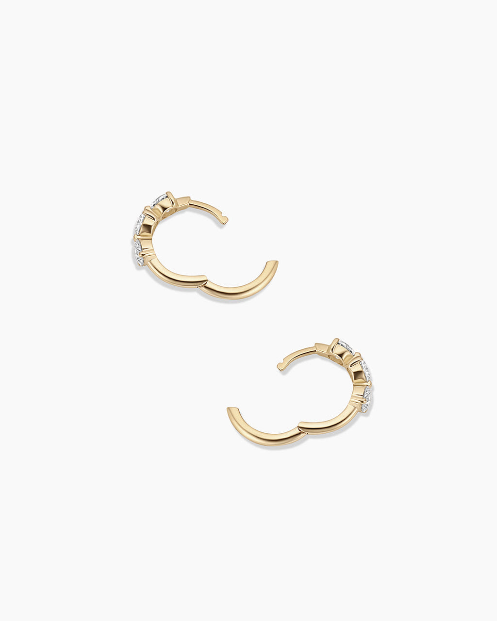 14K Lab Grown Diamond Solitaire Trio Huggies