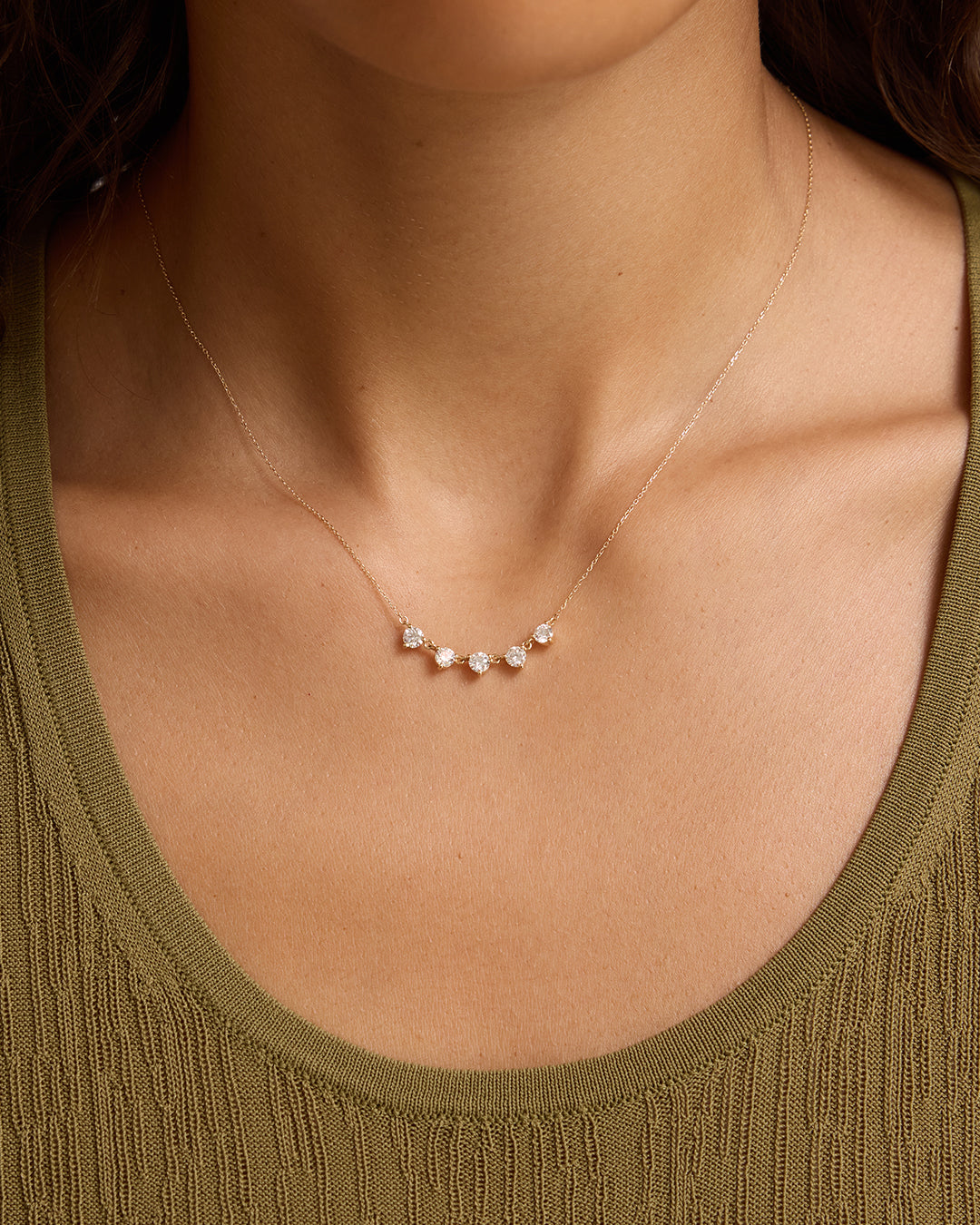 14K Lab Grown Diamond Solitaire Cluster Necklace