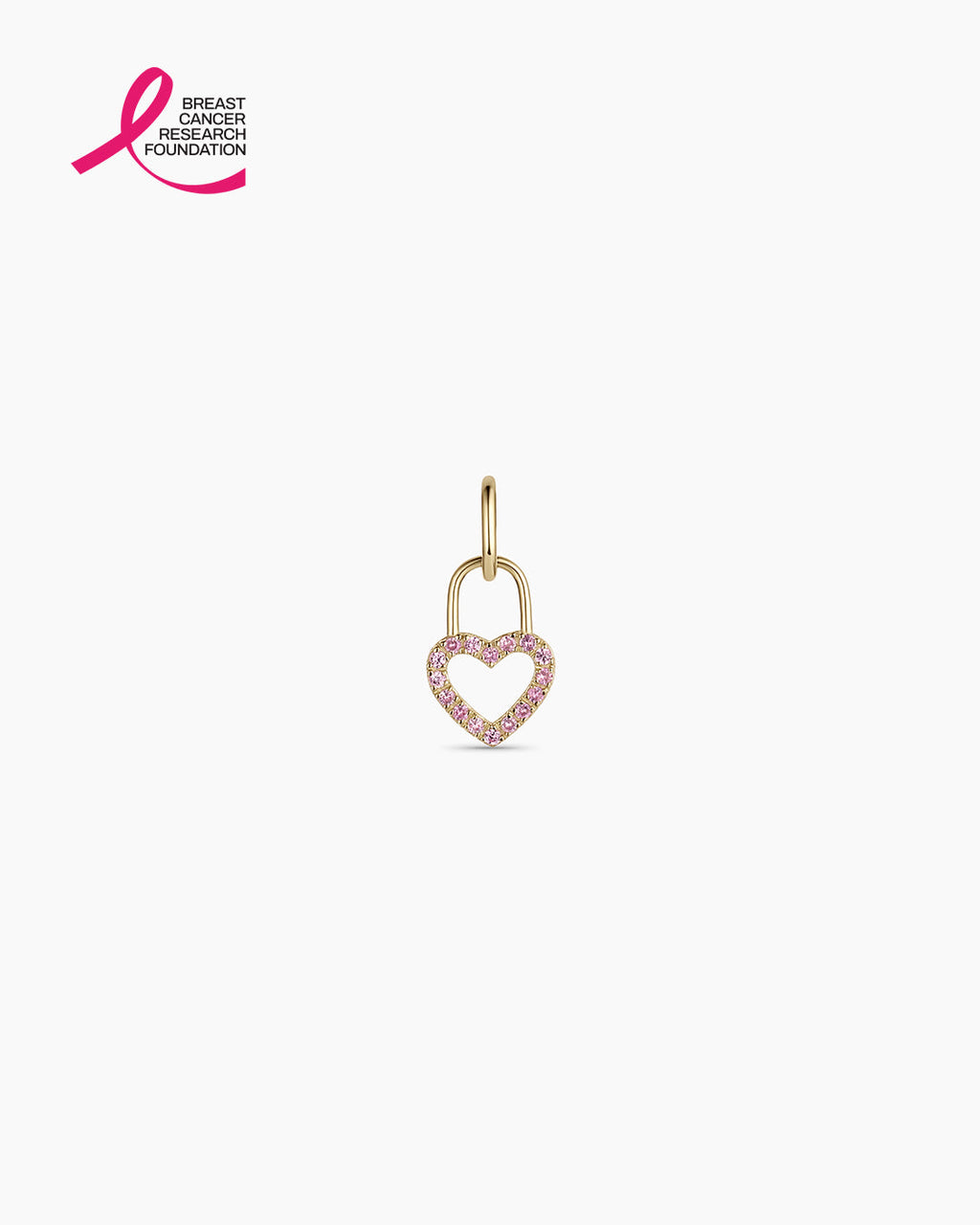 BCRF Pink Sapphire Heart Padlock Charm
