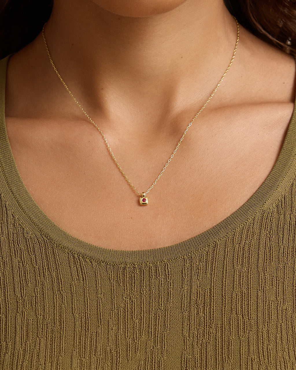 Petite Puff Birthstone Necklace