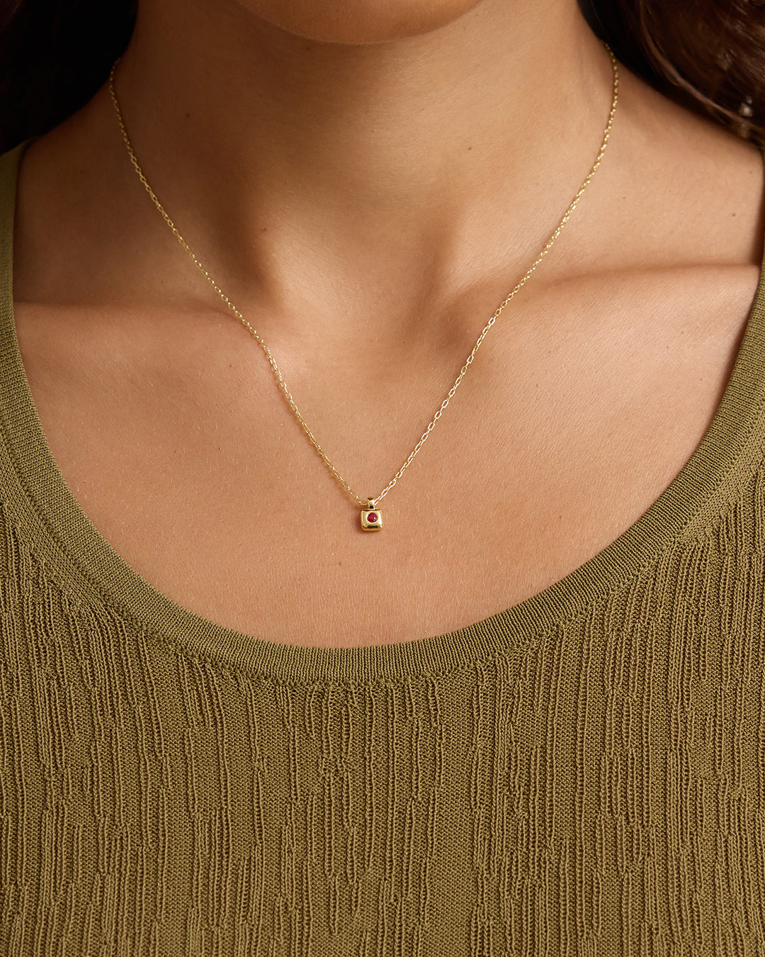Petite Puff Birthstone Necklace