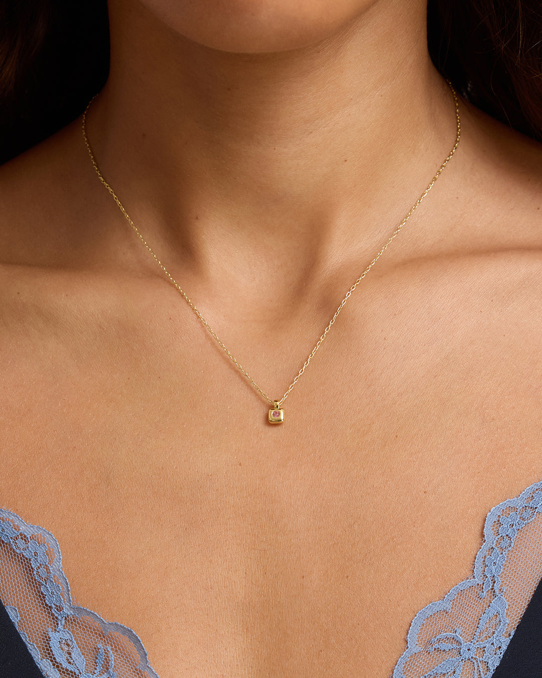 Petite Puff Birthstone Necklace