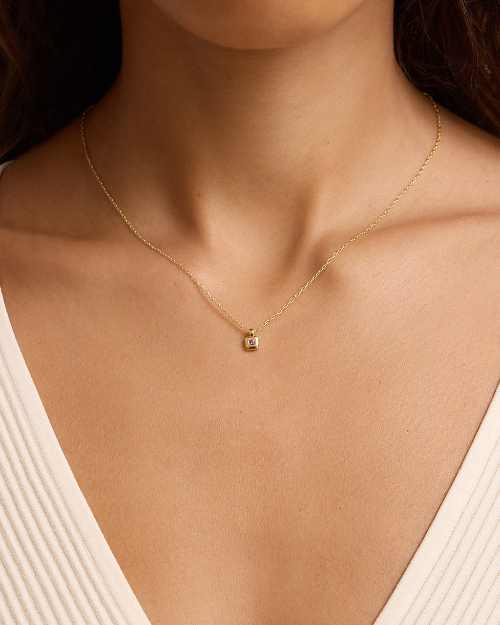 Petite Puff Birthstone Necklace