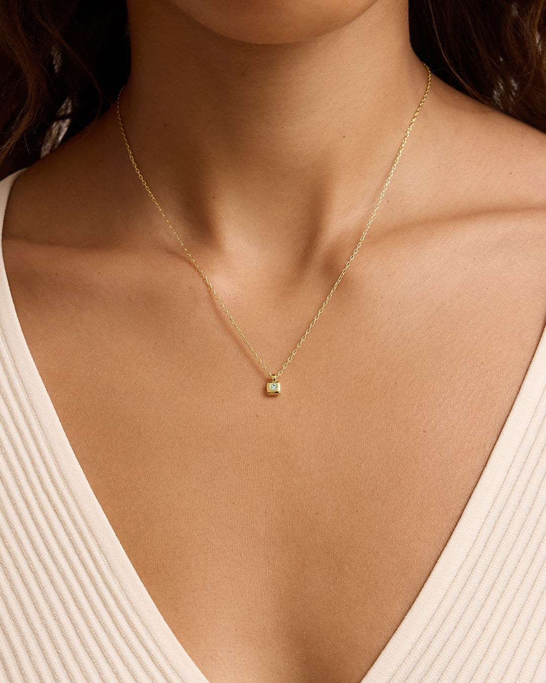 Petite Puff Birthstone Necklace