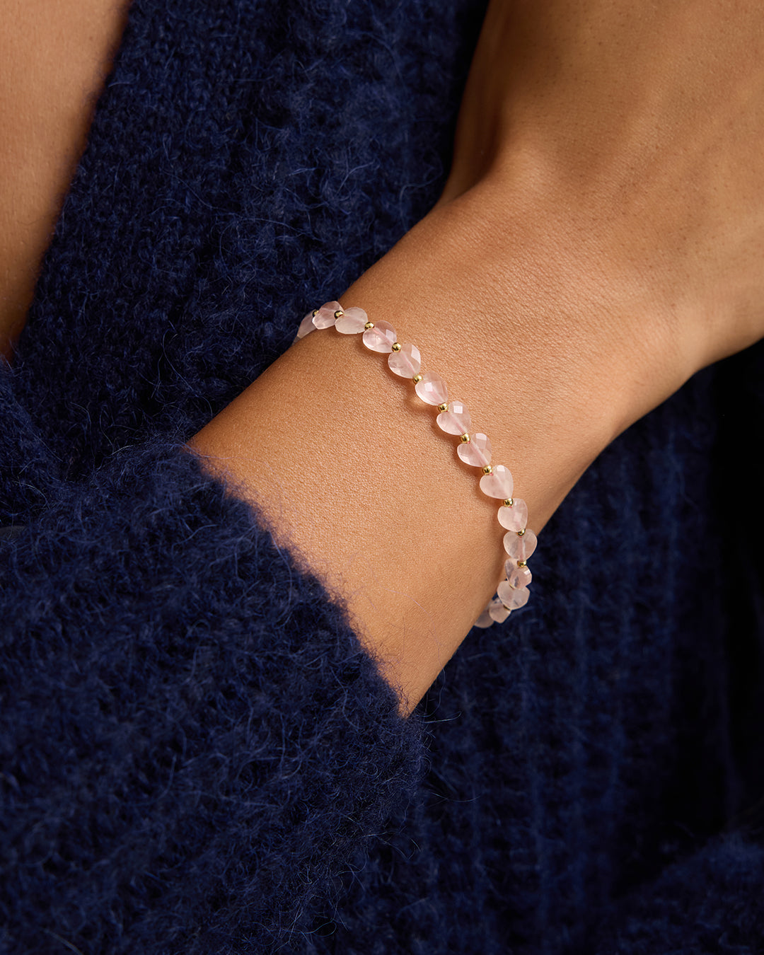 BCRF Rose Quartz Heart Bracelet