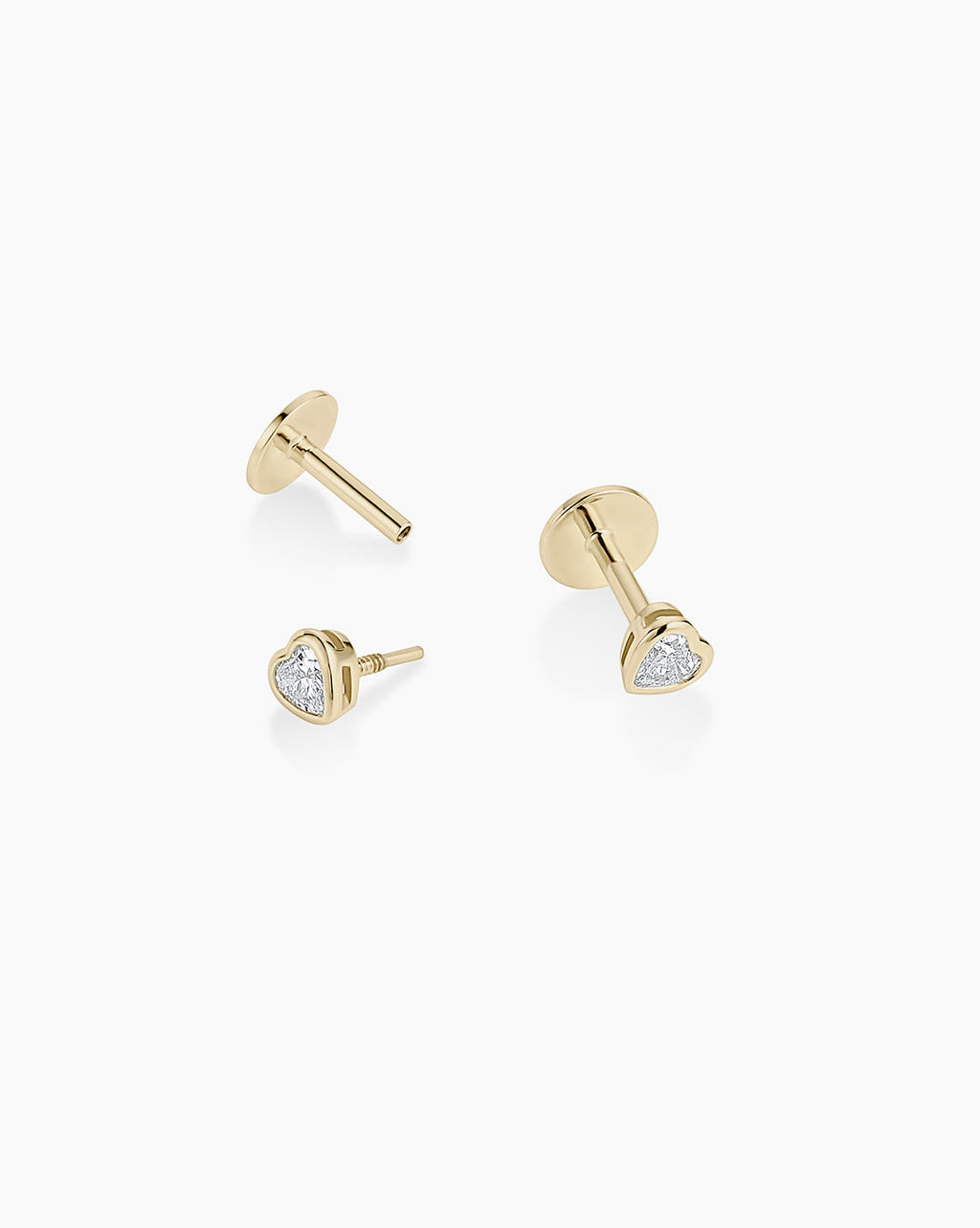 14K Lab Grown Diamond Heart Flat Back Studs