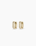 14K Diamond Checkered Mini Huggies