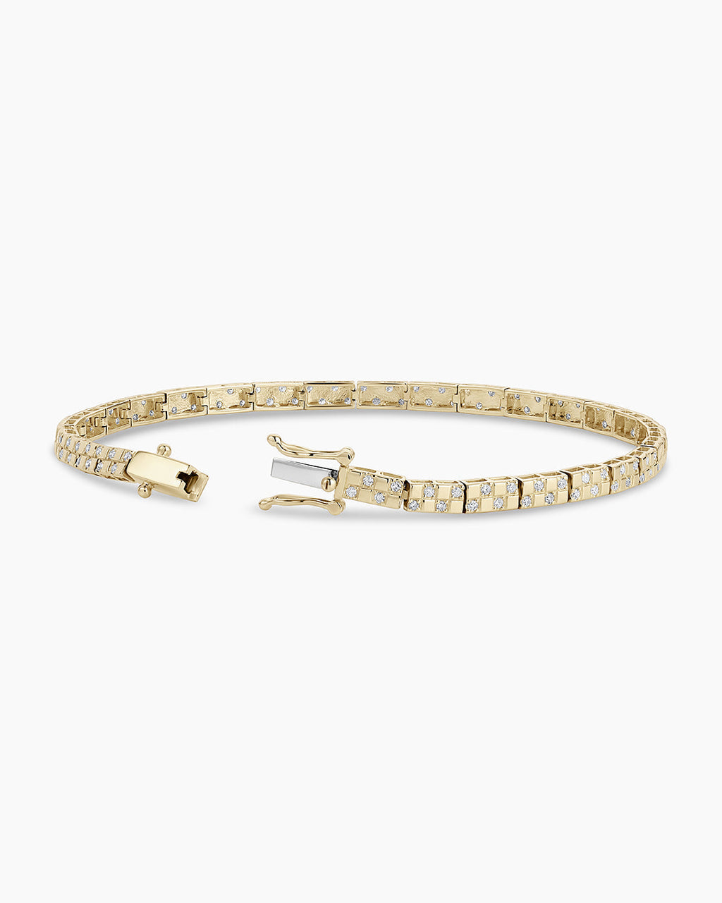 14K Diamond Checkered Tennis Bracelet