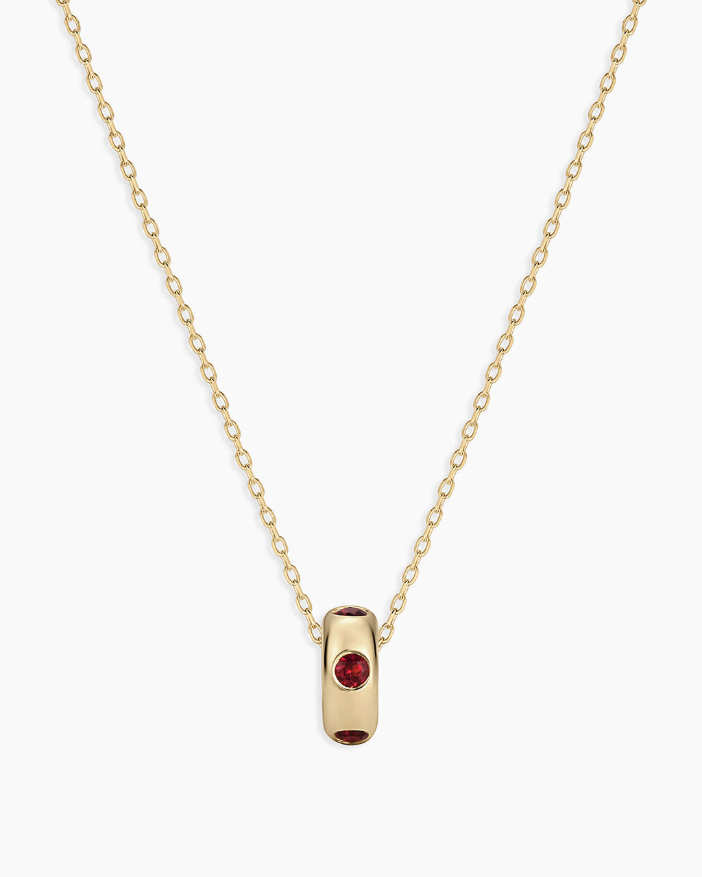14K Gold Birthstone Halo Charm Necklace