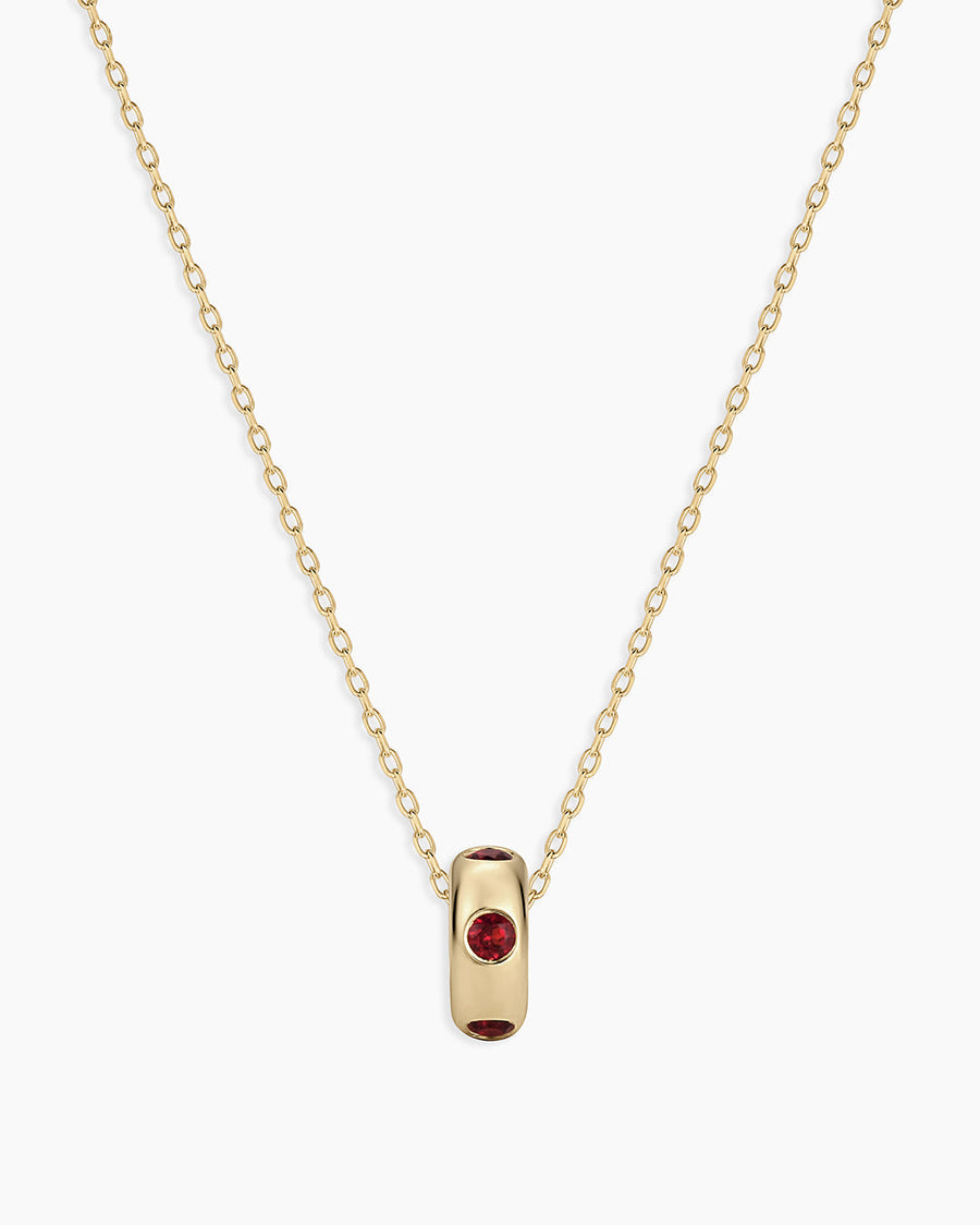 14K Gold Birthstone Halo Charm Necklace