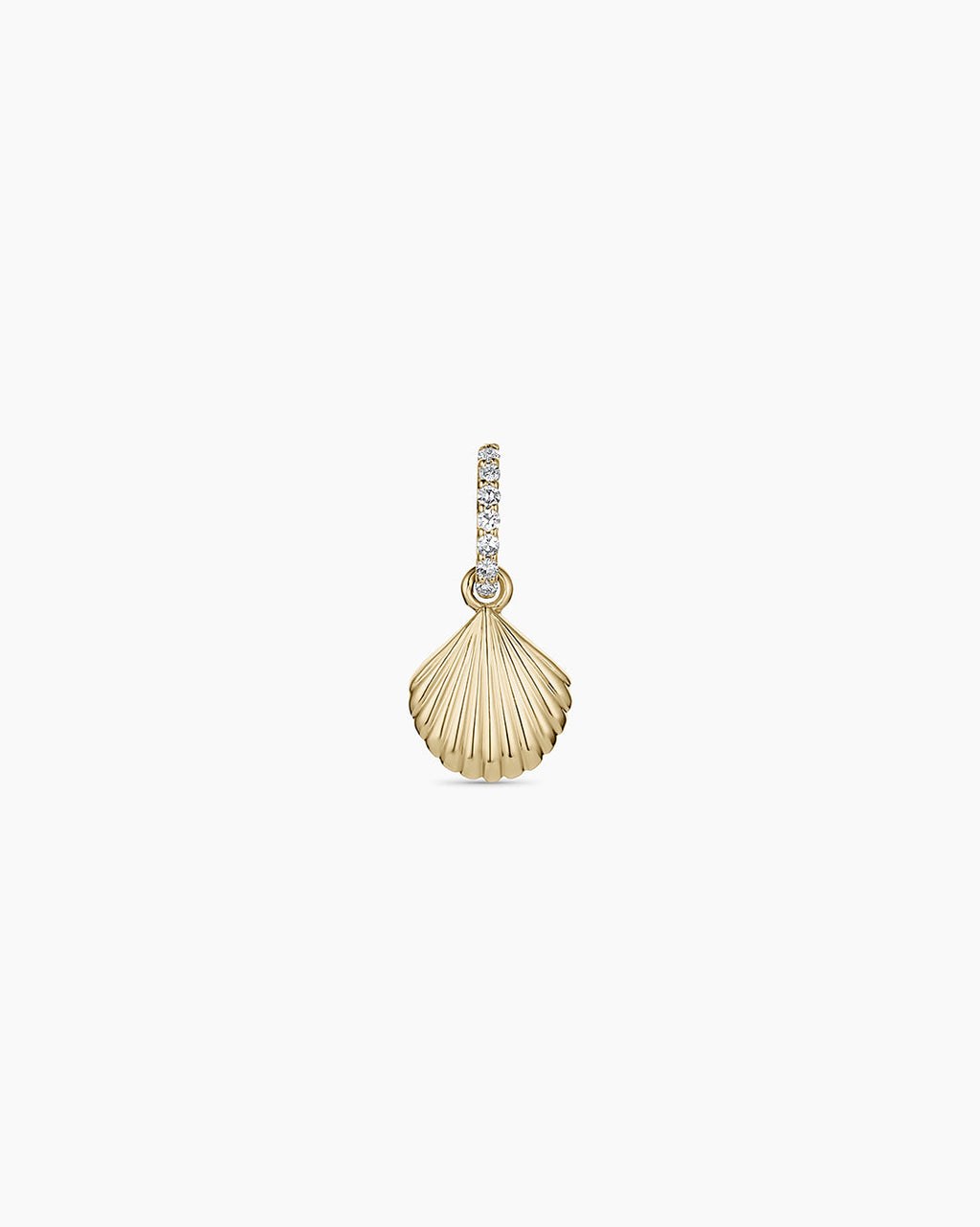 14K Diamond Scallop Charm