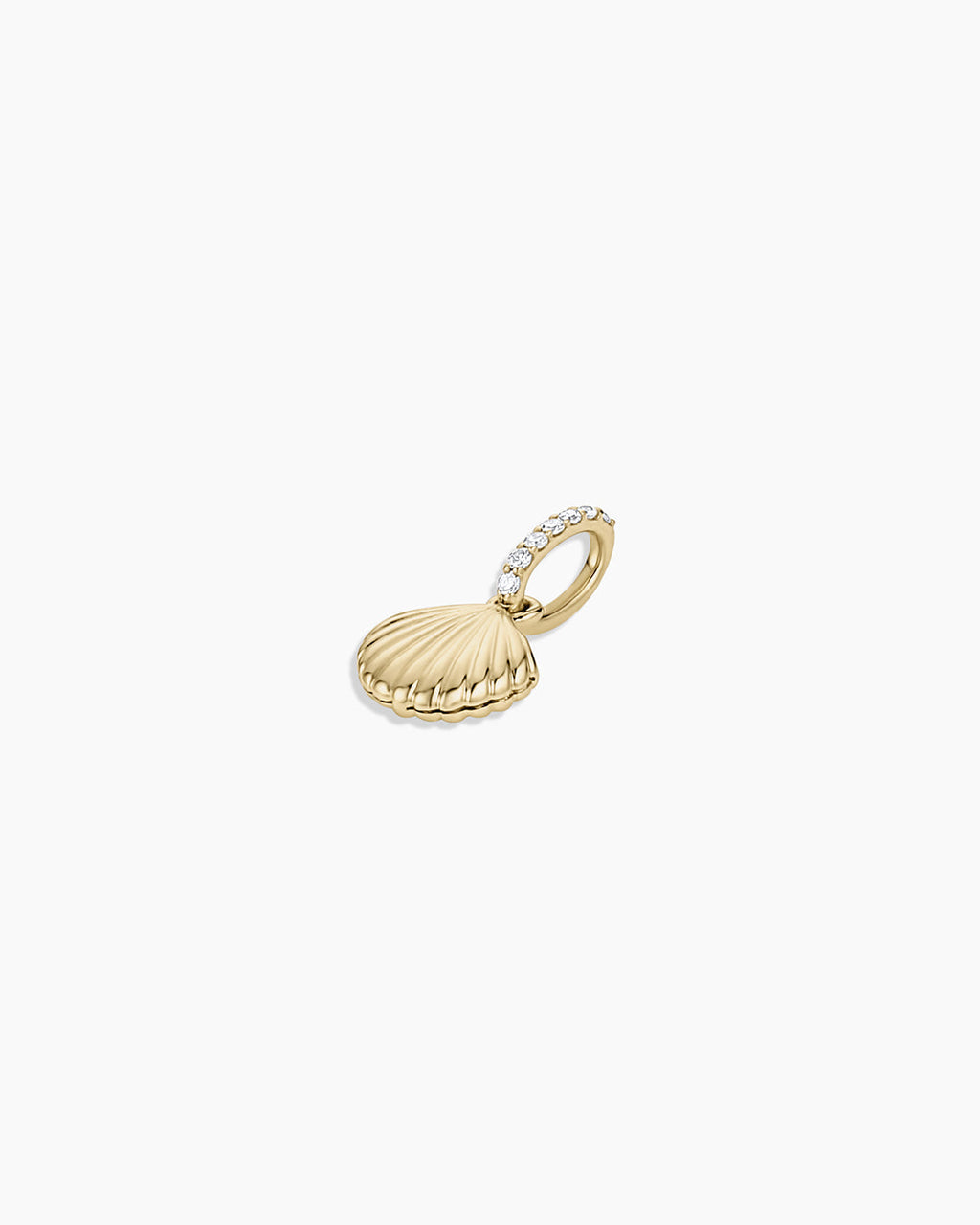 14K Diamond Scallop Charm