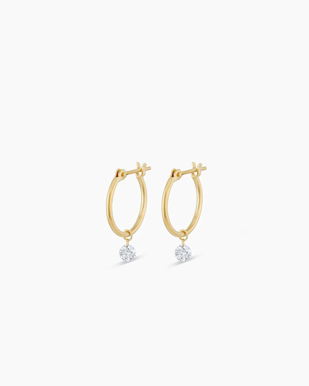 18K Floating Diamond Huggies