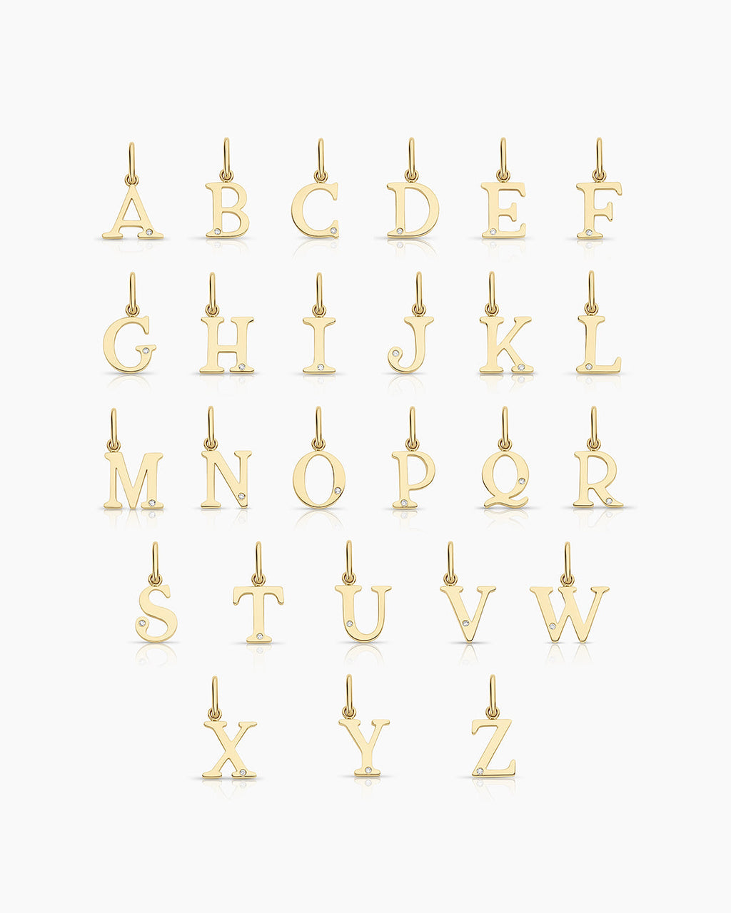 14K Diamond Vintage Alphabet Charm